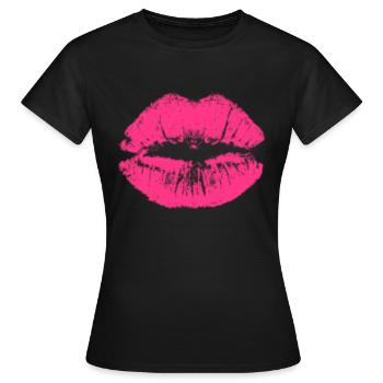 Kussmund pink - Frauen T-Shirt - Schwarz - Vorne - AI Model Female 172 dark (172cm)