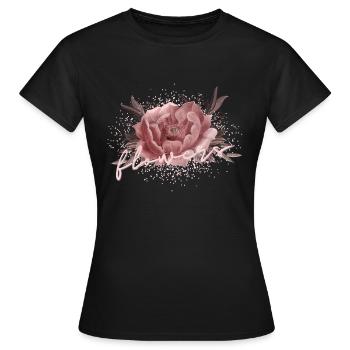 Flowers Pfingstrose Rosa - Frauen T-Shirt - Schwarz - Vorne - AI Model Female 172 dark (172cm)