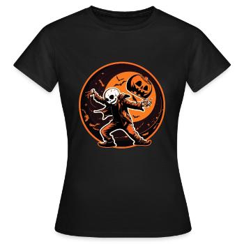 Halloween Jack O Lantern Dabbing Pumpkin - Women's T-Shirt - black - Front - AI Model Female 172 dark (172cm)