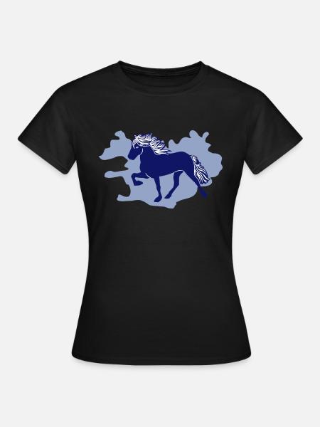 Island Pferd Reiter Reiten T shirt Grafik - Frauen T-Shirt - Schwarz