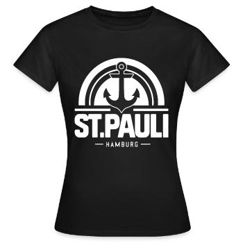St Pauli Souvenir Hambourg Andenken St. Pauli - T-shirt Femme - noir - Devant - AI Model Female 172 dark (172cm)