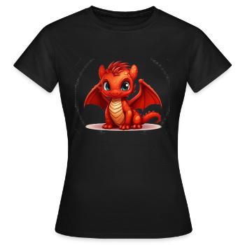 Petit Dragon Rouge - T-shirt Femme - noir - Devant - AI Model Female 172 dark (172cm)