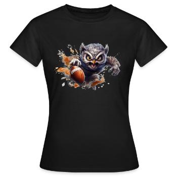 Sportliche Eule - Frauen T-Shirt - Schwarz - Vorne - AI Model Female 172 dark (172cm)