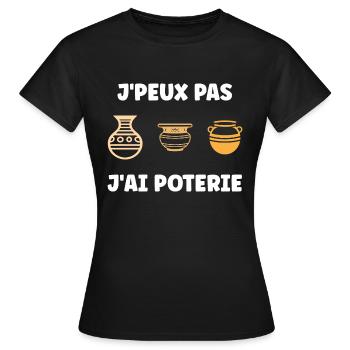Humour pots de Poterie - T-shirt Femme - noir - Devant - AI Model Female 172 dark (172cm)