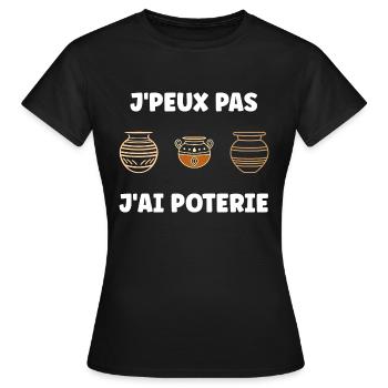 Humour pots de Poterie - T-shirt Femme - noir - Devant - AI Model Female 172 dark (172cm)