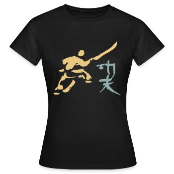 Kungfu - Moine Shaolin avec hallebarde - T-shirt Femme - noir - Devant - AI Model Female 172 dark (172cm)