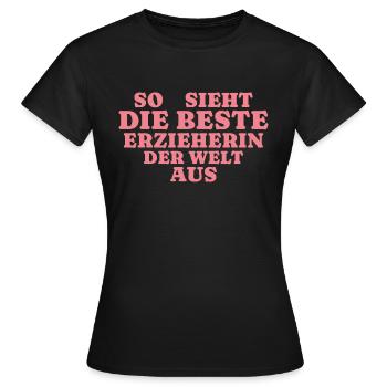 Kindergärtnerin Herz Beste Erzieherin Geschenk - Frauen T-Shirt - Schwarz - Vorne - AI Model Female 172 dark (172cm)
