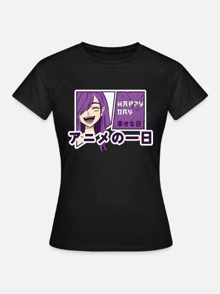 Happy day with anime - Women's T-Shirt - black