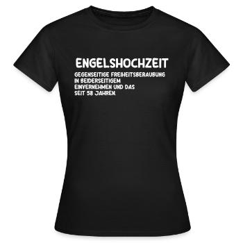 Mariage Ange Mariage 58 ans Marié Mariage - T-shirt Femme - noir - Devant - AI Model Female 172 dark (172cm)