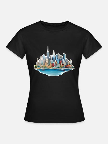 Skyline Großstadt - Frauen T-Shirt - Schwarz