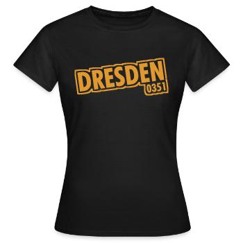 Dresde - 0351 - Indicatif régional - Saxe - T-shirt Femme - noir - Devant - AI Model Female 172 dark (172cm)