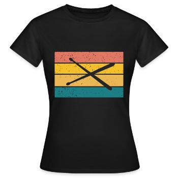 Drumsticks rétro Batteur - T-shirt Femme - noir - Devant - AI Model Female 172 dark (172cm)