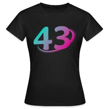 Nummer 43 mehrfarbig - Frauen T-Shirt - Schwarz - Vorne - AI Model Female 172 dark (172cm)
