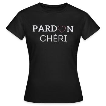 Pardon Chéri - T-shirt Femme - noir - Devant - AI Model Female 172 dark (172cm)