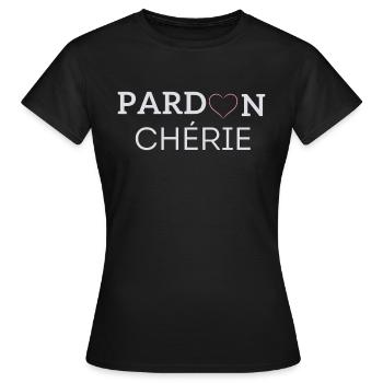 Pardon Chérie - T-shirt Femme - noir - Devant - AI Model Female 172 dark (172cm)