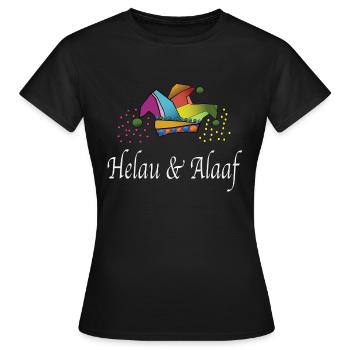 colorful jester's head, carnival costume - Women's T-Shirt - black - Front - AI Model Female 172 dark (172cm)
