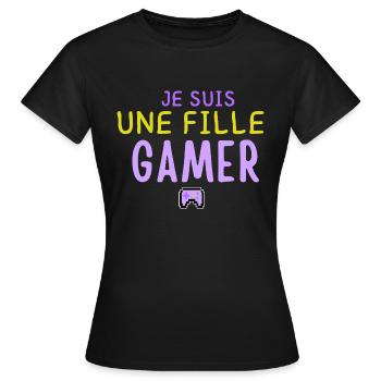 je suis une fille gamer - T-shirt Femme - noir - Devant - AI Model Female 172 dark (172cm)