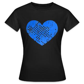 Heart with holes (blue) - Women's T-Shirt - black - Front - AI Model Female 172 dark (172cm)