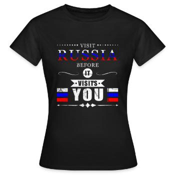 Russia Russia - Women's T-Shirt - black - Front - AI Model Female 172 dark (172cm)