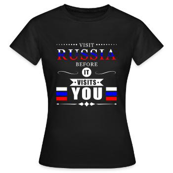 Russia Russia - Women's T-Shirt - black - Front - AI Model Female 172 dark (172cm)