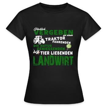 GLÜCKLICH VERGEBEN AN EINEN LANDWIRT - Frauen T-Shirt - Schwarz - Vorne - AI Model Female 172 dark (172cm)
