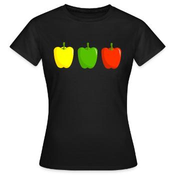Paprika Pepper Set - Frauen T-Shirt - Schwarz - Vorne - AI Model Female 172 dark (172cm)