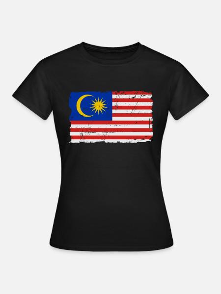 Flag of Malaysia - Malaysia Flagge - Shabby look - Dame-T-shirt - sort