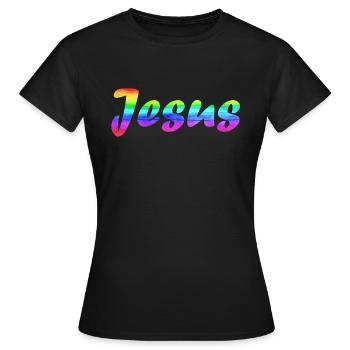 Drapeau arc-en-ciel de Jésus - T-shirt Femme - noir - Devant - AI Model Female 172 dark (172cm)