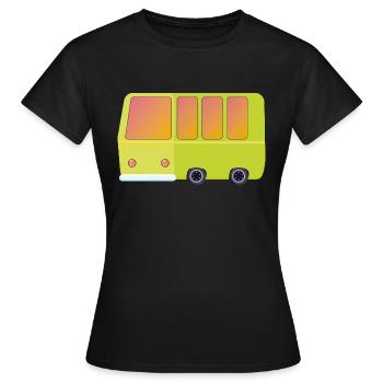 Der farbige Bus. - Frauen T-Shirt - Schwarz - Vorne - AI Model Female 172 dark (172cm)