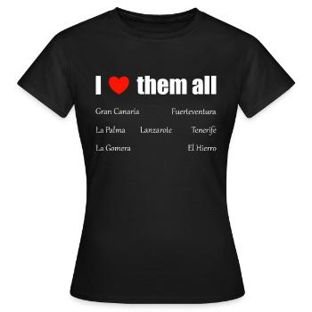 Je les aime tous - Îles Canaries - T-shirt Femme - noir - Devant - AI Model Female 172 dark (172cm)