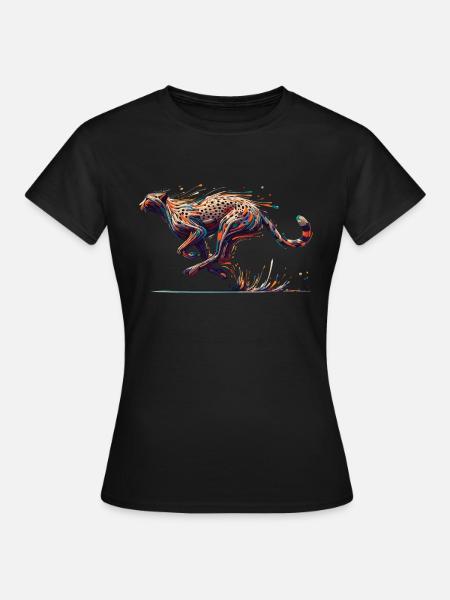 Farbenfroher abstrakter Gepard - Frauen T-Shirt - Schwarz