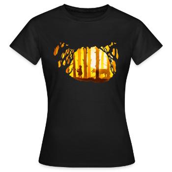 Papier découpé – Le Petit Chaperon Rouge et le Loup - T-shirt Femme - noir - Devant - AI Model Female 172 dark (172cm)