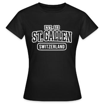 Saint-Gall, Suisse - T-shirt Femme - noir - Devant - AI Model Female 172 dark (172cm)