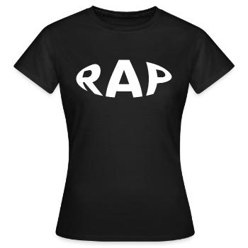 Rap logo design - Women's T-Shirt - black - Front - AI Model Female 172 dark (172cm)