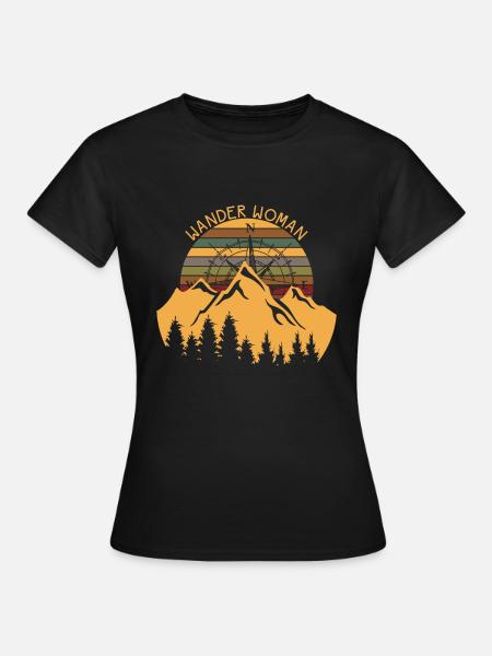 Hiking Woman Shirt Mountain Mountain Compass Nature - Women's T-Shirt - black