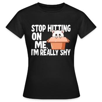 Arrêtez de me draguer, je suis timide - T-shirt Femme - noir - Devant - AI Model Female 172 dark (172cm)