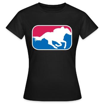 Rennpferd reiten Reitsport Pferde lustige Geschenk - Frauen T-Shirt - Schwarz - Vorne - AI Model Female 172 dark (172cm)