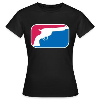 Revolver Pistole Cowboy Knarre lustige Geschenk - Frauen T-Shirt - Schwarz - Vorne - AI Model Female 172 dark (172cm)