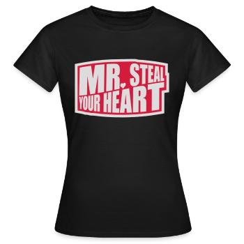 mr steal your heart - Women's T-Shirt - black - Front - AI Model Female 172 dark (172cm)