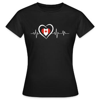 Heartbeat Kanada - Frauen T-Shirt - Schwarz - Vorne - AI Model Female 172 dark (172cm)