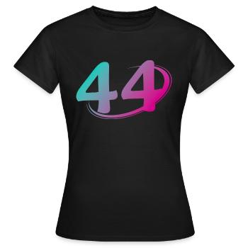 Nummer 44 mehrfarbig - Frauen T-Shirt - Schwarz - Vorne - AI Model Female 172 dark (172cm)