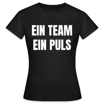One team, one pulse. - Women's T-Shirt - black - Front - AI Model Female 172 dark (172cm)