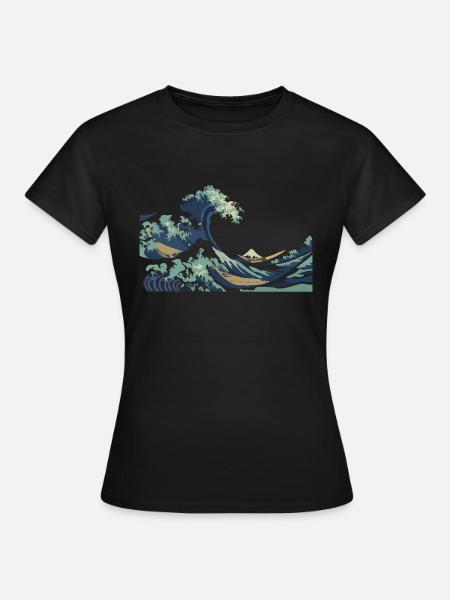 Japan Hokusai Große Welle - Frauen T-Shirt - Schwarz