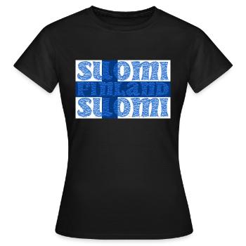 Finland Finland flag - Women's T-Shirt - black - Front - AI Model Female 172 dark (172cm)