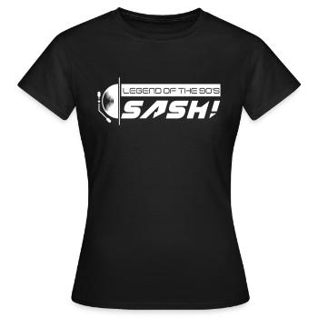 DJ SASH ! Turntable Logo - T-shirt Femme - noir - Devant - AI Model Female 172 dark (172cm)
