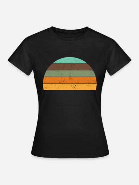 Retro de strepencirkel van de zonsondergang uitstekende zon - Vrouwen T-shirt - zwart
