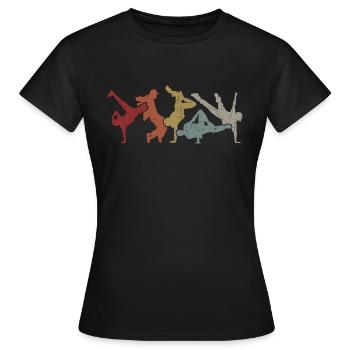 Retro B-Boy Breakdance Vintaga B-Girl Street Dance - Frauen T-Shirt - Schwarz - Vorne - AI Model Female 172 dark (172cm)