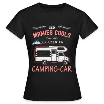 Camping-car mamie cools, grand-mère cool - T-shirt Femme - noir - Devant - AI Model Female 172 dark (172cm)