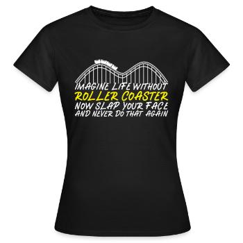 Roller Coaster Amusement Park Amusement Park - Women's T-Shirt - black - Front - AI Model Female 172 dark (172cm)