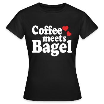 Le café rencontre Bagel - T-shirt Femme - noir - Devant - AI Model Female 172 dark (172cm)